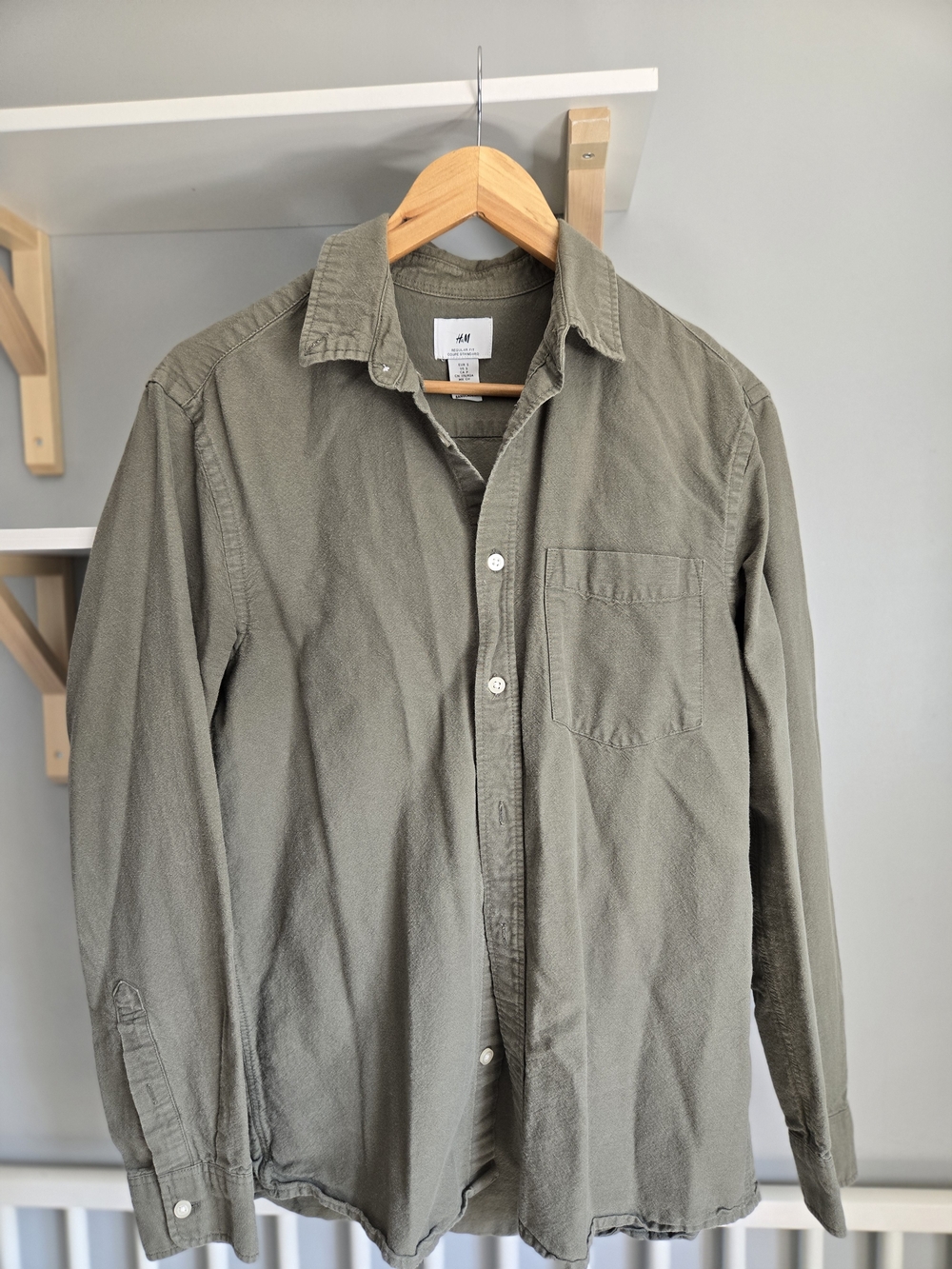 H&M Men's Olive Button-Down Shirt